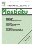 The cover of the International Journal of Plasticity with black and green letters. Mint Green color background.